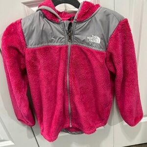 North face pink fleece zip up jacket